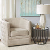 Modern Beige Tufted Comfy Accent Chair with Metal Swivel Base