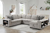 Modern Beige U-Shaped 7 Seat Sectional sofa with pull out bed