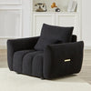 40" Modern Black Comfy Accent Chair in Teddy Fabric & One Pillow