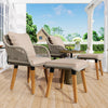 Modern Brown Patio Furniture 5 Piece Set with Ottomans and Pop-Up Bar Table