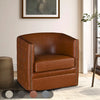 Modern Brown Tufted Comfy Accent Chair with Metal Swivel Base