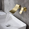 Modern Brushed Gold Wall Mounted Waterfall Bathroom Faucet