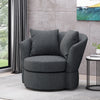 Modern Charcoal Comfy Lounge Chair with 360° Swivel Base & Pillows