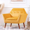 32" Modern Yellow Wide Tufted Comfy Accent Chair with Wood Legs