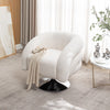 Modern White Comfy Accent Chair with Swivel Metal Base