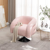 Modern Pink Comfy Accent Chair with Swivel Metal Base