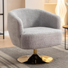 Modern Chenille Comfy Accent Swivel Chair With Gold Metal Base - Light Gray