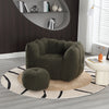 Modern Comfy Bean Bag Chair with High Resilient Foam & Footstool - Olive Green