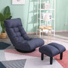 Modern Comfy Swivel Accent Chair with Ottoman & Adjustable Backrest - Navy Blue