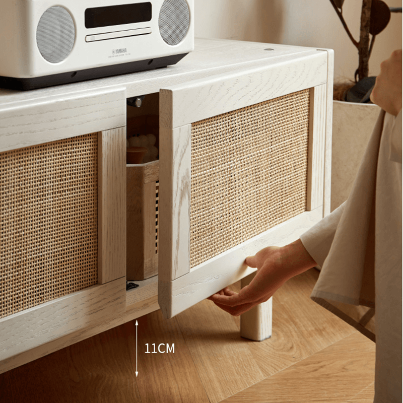 Modern Floating Rattan Media Console