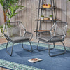 Modern Gray Outdoor Rope Chair with Cushion & Steel Frame - Set of 2