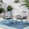 Modern Gray Outdoor Rope Chair with Cushion, Rattan & Steel Frame - Set of 2