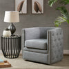 Modern Gray Tufted Comfy Accent Chair with Metal Swivel Base