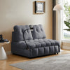 Modern Gray Velvet Pull-Out Sofa Couch with Swivel Phone Stand