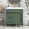 30" Modern Green Freestanding Single Sink Bathroom Vanity with 2 Drawers and Tip-out Drawer