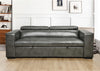 Modern Grey Leather Pullout Couch with Convertible Sofa Bed