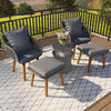 Modern Grey Patio Furniture 5 Piece Set with Ottomans & Pop-Up Bar Table