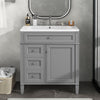 30" Modern Grey Freestanding Single Sink Bathroom Vanity with 2 Drawers and Tip-out Drawer
