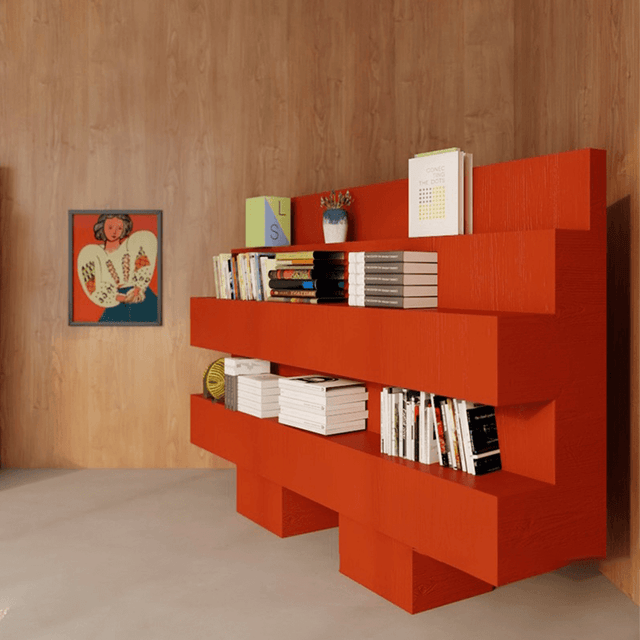Stylish Modern Minimalist Red Bookcase for Home Décor – CharmyDecor