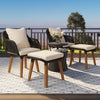 Modern Beige & Black Patio Furniture 5 Piece Set with Ottomans and Pop-Up Bar Table