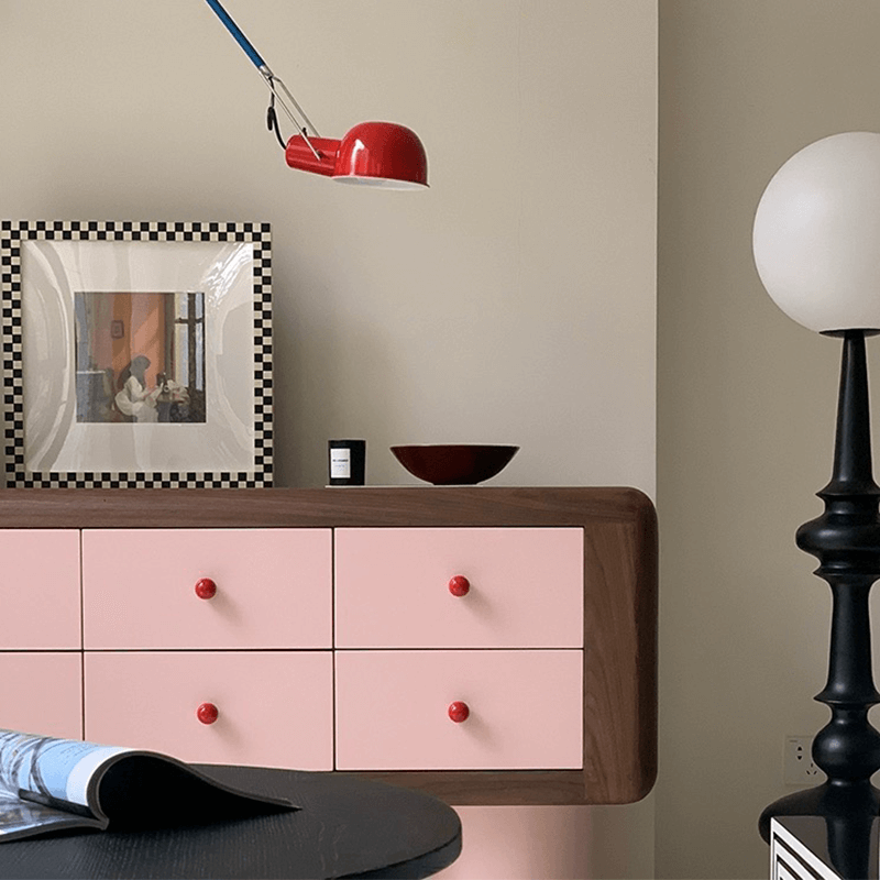 Modern Pink Bedroom Dresser with 6 Drawers CharmyDecor