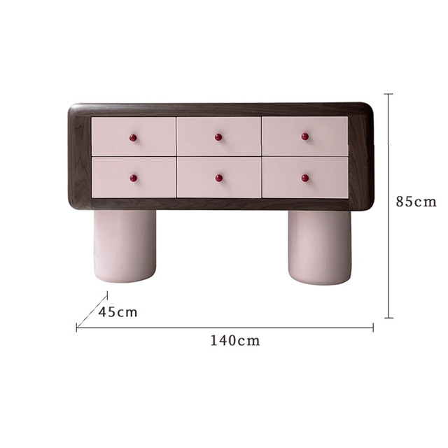 Modern Pink Bedroom Dresser with 6 Drawers CharmyDecor