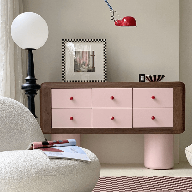Modern Pink Bedroom Dresser with 6 Drawers CharmyDecor