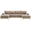 110 Inch Modern U-shaped Sectional Cute Sofa with Gold Metal Legs - Camel Color