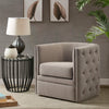 Modern Taupe Tufted Comfy Accent Chair with Metal Swivel Base