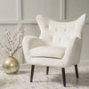 Modern Tufted Velvet Wingback Comfy Chair - Ivory