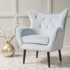 Modern Tufted Velvet Wingback Comfy Chair - Light Grey