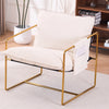 Modern Upholstered Comfy Accent Chair with Gold Metal Frame & Arm Pockets - Beige (2Pcs)