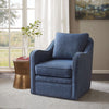 Modern Upholstered Comfy Accent Chair with 360° Swivel Base - Navy Blue