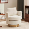 Modern Velvet Comfy Swivel Chair with Gold Stainless Steel Base - Beige