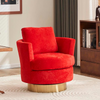 Modern Velvet Comfy Swivel Chair with Gold Stainless Steel Base - Red