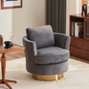 Modern Velvet Comfy Swivel Chair with Gold Stainless Steel Base - Grey