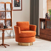 Modern Velvet Comfy Swivel Chair with Gold Stainless Steel Base - Orange