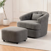 Modern Velvet Swivel Comfy Accent Chair with Ottoman - Dark Gray