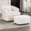 Modern Velvet Swivel Comfy Accent Chair with Ottoman - Off-white