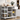 Modern White Kitchen Cart Cabinet with Side Storage Shelves