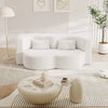 Modern White Loveseat Sleeper Sofa Bed with Toss Pillows