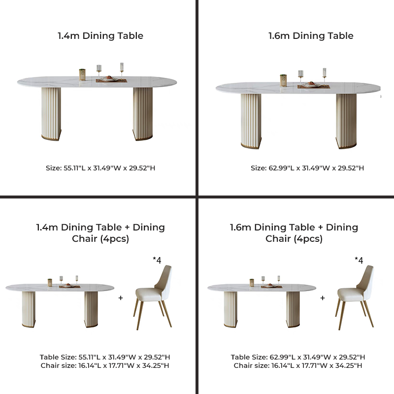 Modern White Oval Marble Dining Table - CharmyDecor- 1.6m Dining Table ...