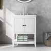 24" Modern White Ceramic Sink Bathroom Vanity with Open Style Shelf