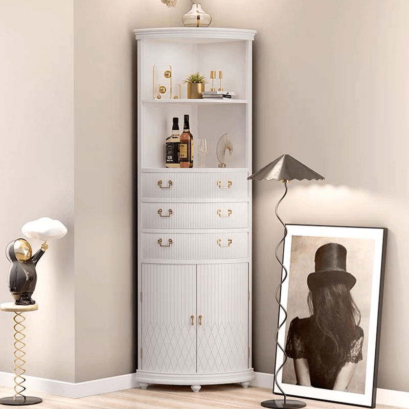 Triangle Cuboard Stylish White Triangle Corner Cabinet for Modern Spaces – CharmyDecor