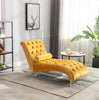 Mustard Yellow Velvet Comfy Chaise Lounge Chair with Acrylic Feet