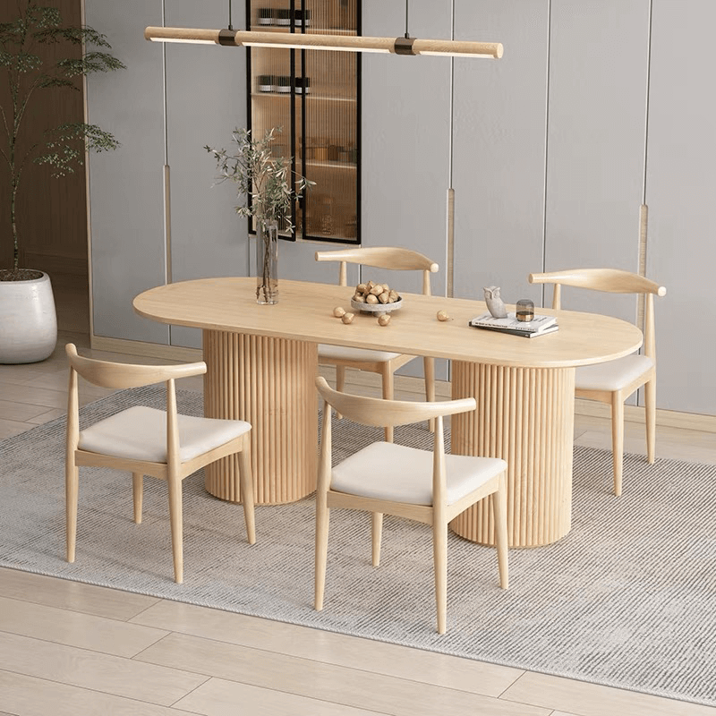 Natural Oval Farmhouse Wood Dining Table - Rustic Design – CharmyDecor