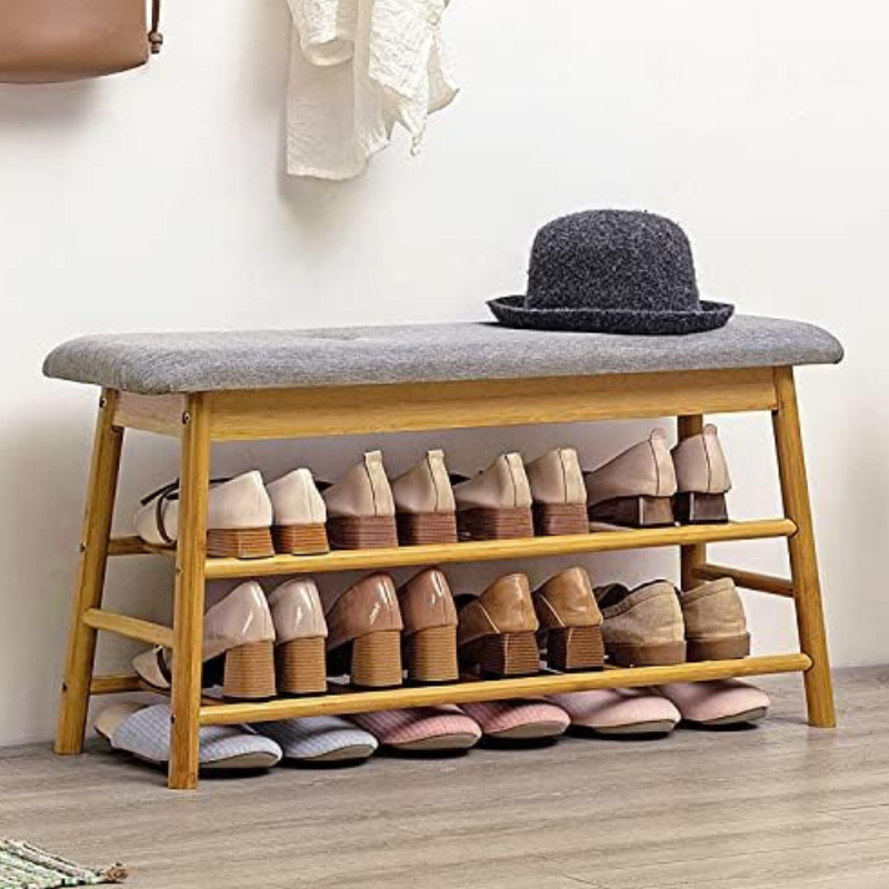 Sleepyhead Shoe Rack Bamboo Shoe Shelf with Cushioned Seat - Nordic Design – CharmyDecor