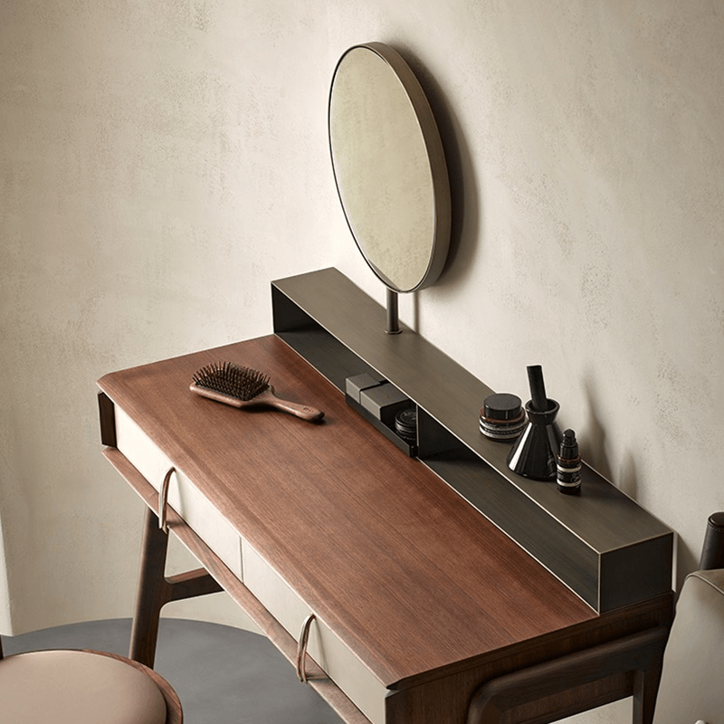 modern walnut dressing table Modern Walnut Makeup Vanity with Light Dressing Table with Jewelry Storage & CabinetHomary