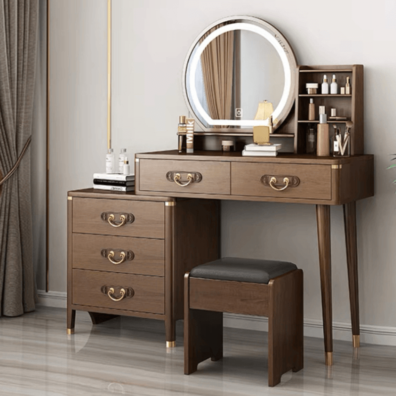 Nordic Solid Wood Vanity Table with Mirror & Drawers – CharmyDecor Nordic Solid Wood Vanity Table with Mirror & Drawers – CharmyDecor