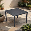 Square Outdoor Dining Table with Tapered Feet & Umbrella Hole in Ember Black Finish